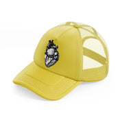 black & white heart-gold-trucker-hat