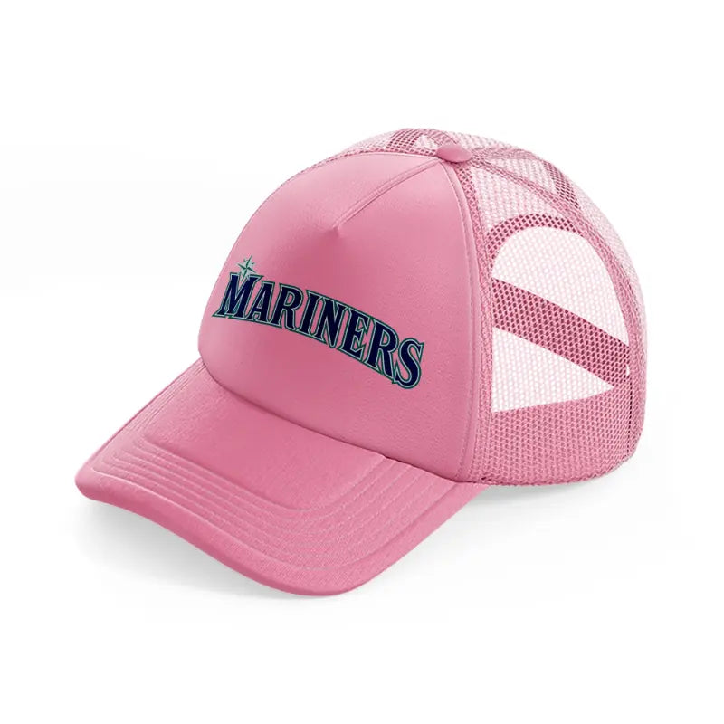 mariners emblem-pink-trucker-hat