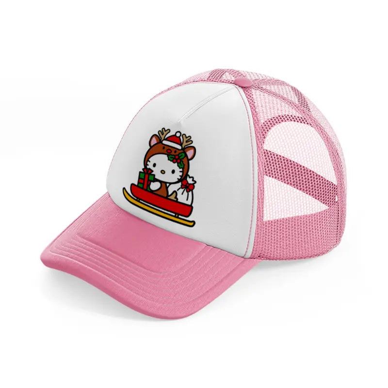 hello kitty raindeer-pink-and-white-trucker-hat