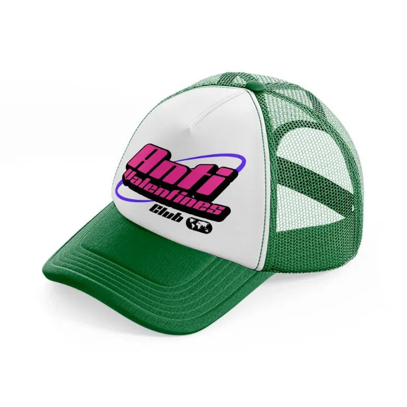 anti valentines club-green-and-white-trucker-hat