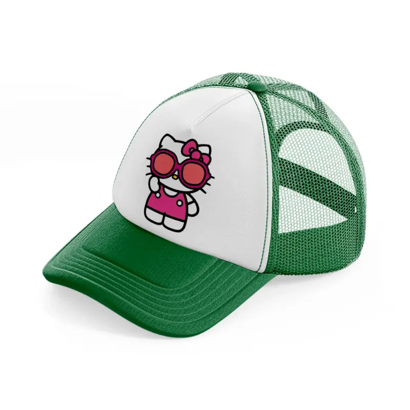 hello kitty sunglasses-green-and-white-trucker-hat