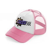 feeling lucky-pink-and-white-trucker-hat
