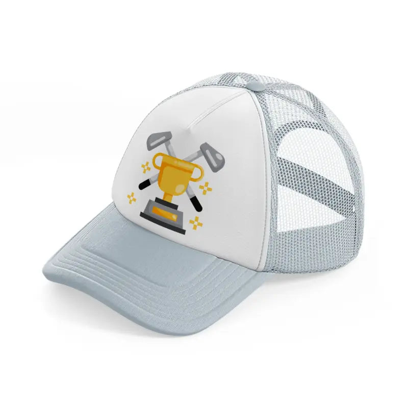 trophy with stick-grey-trucker-hat