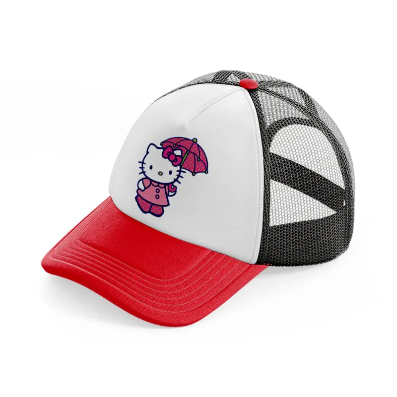 hello kitty umbrella-red-and-black-trucker-hat