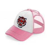 detroit tigers emblem-pink-and-white-trucker-hat