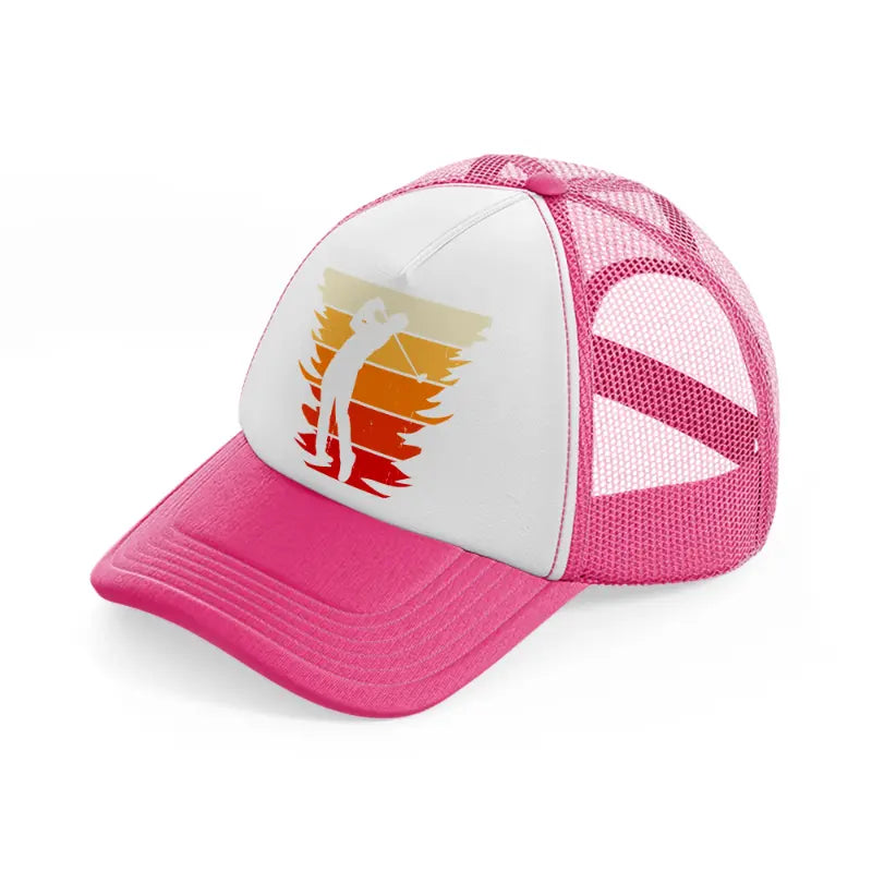 golf player retro-neon-pink-trucker-hat