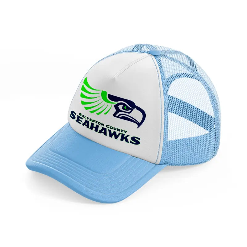 galveston county seahawks-sky-blue-trucker-hat