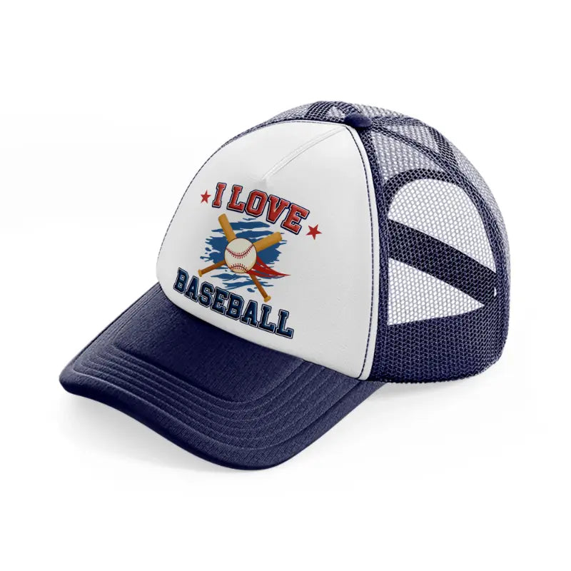 i love baseball navy blue and white trucker hat