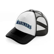 mariners emblem-black-and-white-trucker-hat
