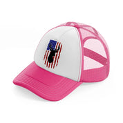 deer american flag-neon-pink-trucker-hat