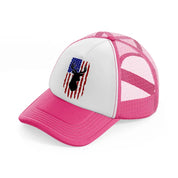 deer american flag neon pink trucker hat