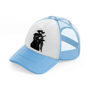 pirate captain & gun-sky-blue-trucker-hat