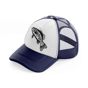smallmouth bass fish-navy-blue-and-white-trucker-hat