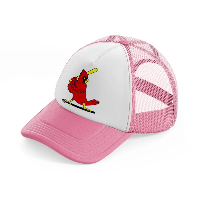 st louis cardinals bird-pink-and-white-trucker-hat