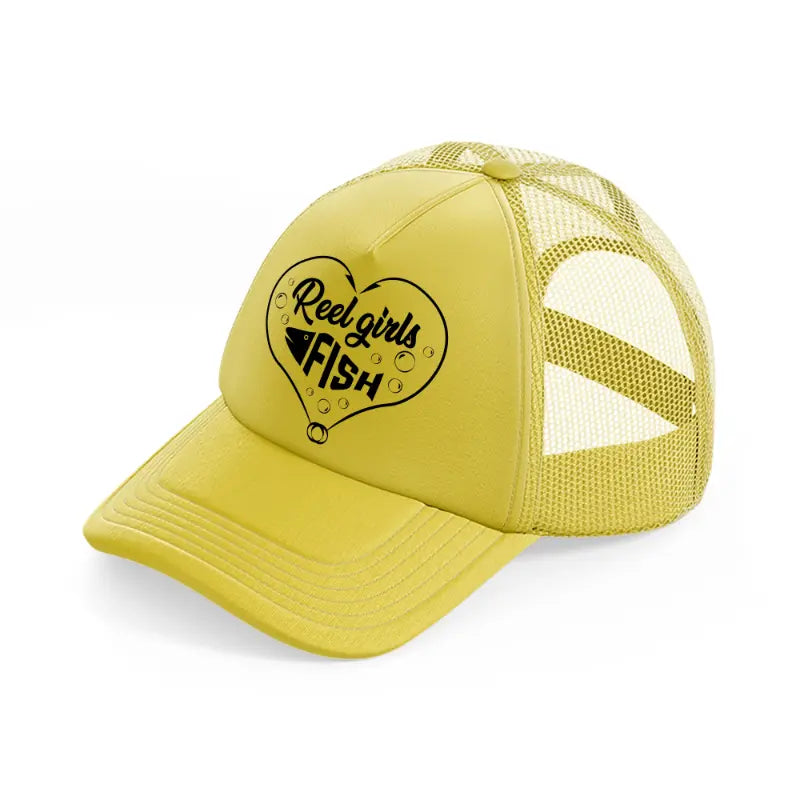 reel girls fish-gold-trucker-hat