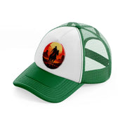 cowboy picture green and white trucker hat