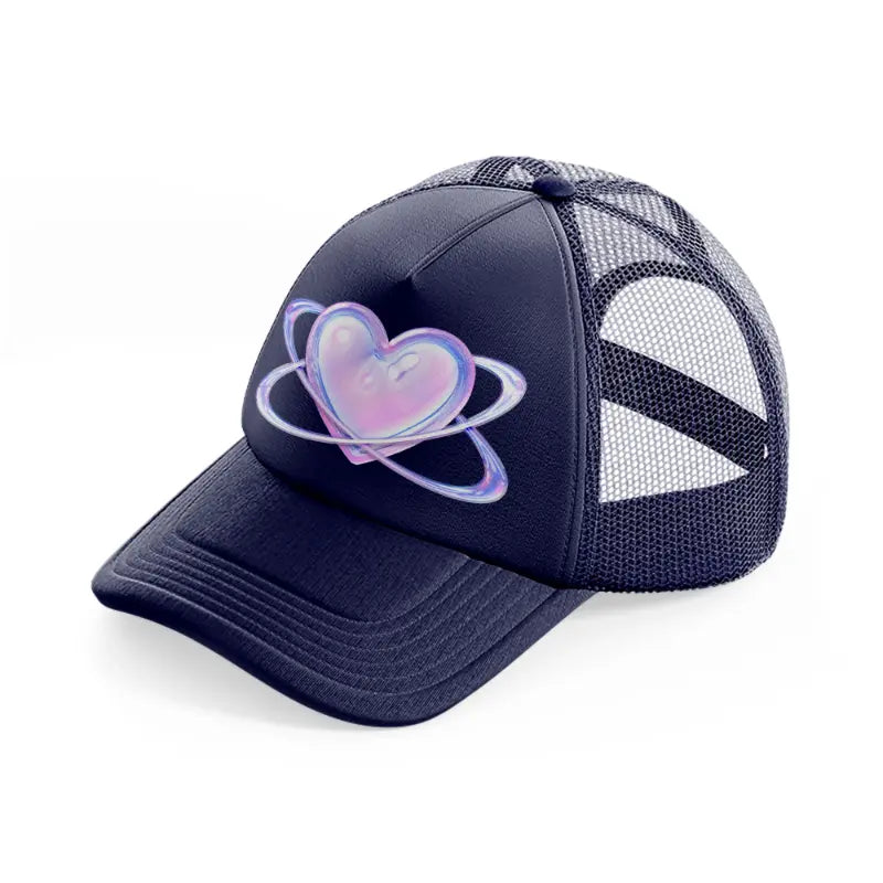 heart ring navy blue trucker hat