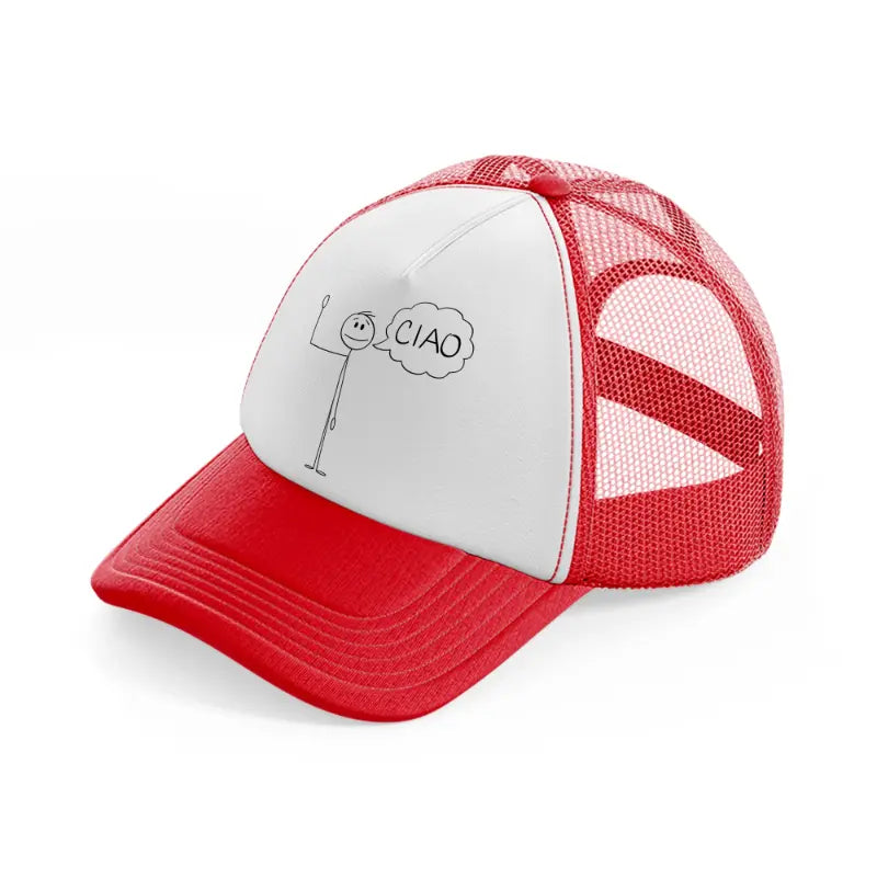 ciao man-red-and-white-trucker-hat