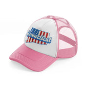 connecticut flag-pink-and-white-trucker-hat