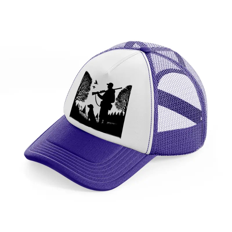 hunter & dog-purple-trucker-hat