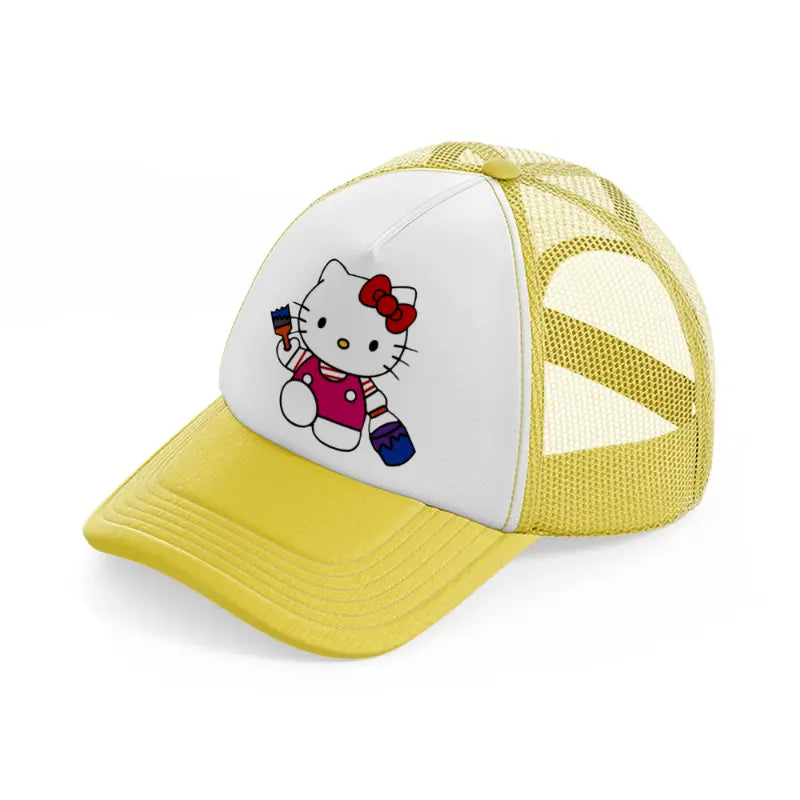 hello kitty painter yellow trucker hat