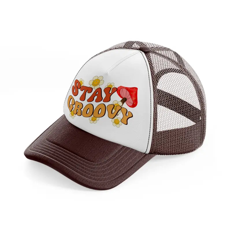 stay groovy brown trucker hat