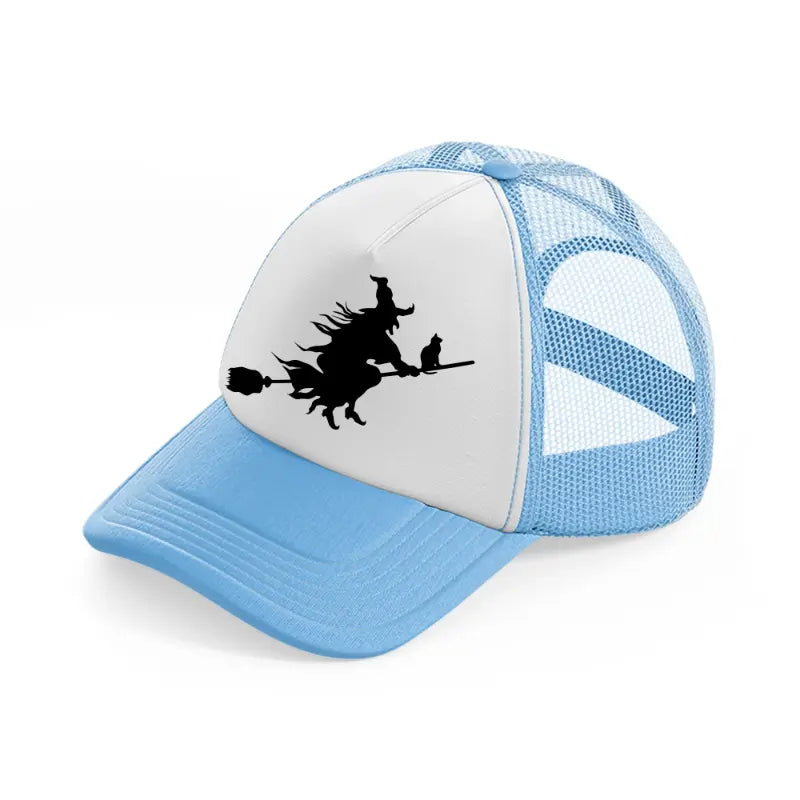 flying witch-sky-blue-trucker-hat