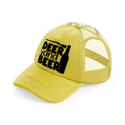 deer and beer-gold-trucker-hat