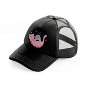 020-yarn ball-black-trucker-hat