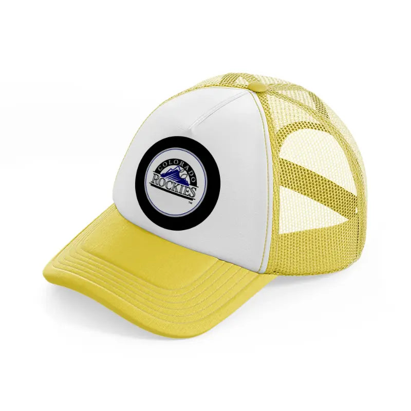 colorado rockies black badge-yellow-trucker-hat