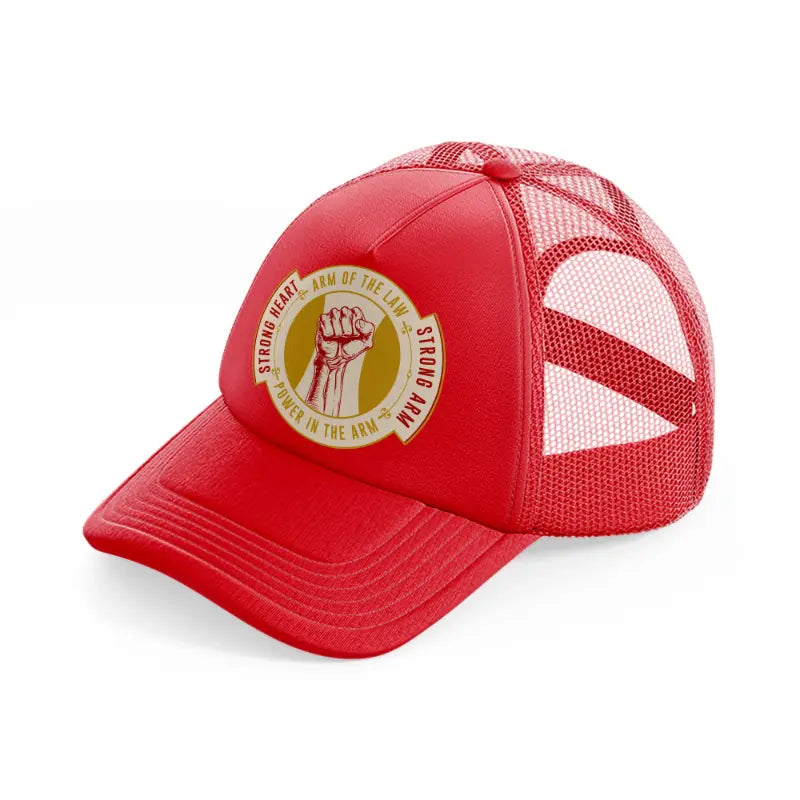 strong heart strong arm-red-trucker-hat