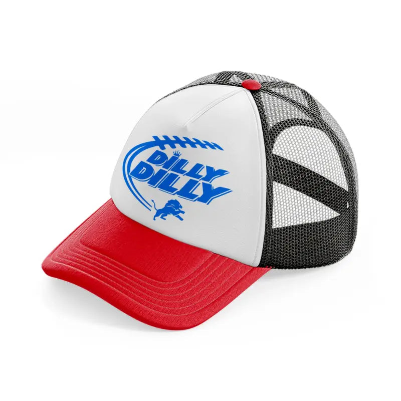 detroit lions dilly dilly-red-and-black-trucker-hat