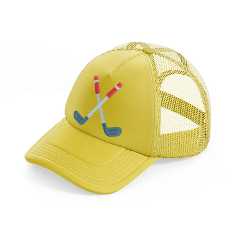 golf sticks sign-gold-trucker-hat
