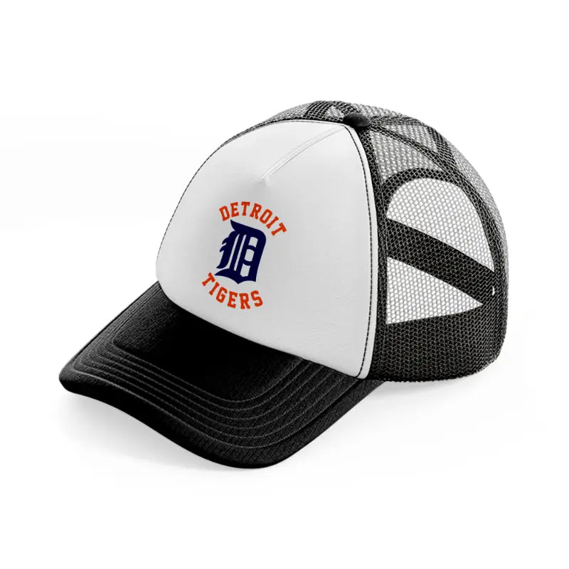 detroit tigers retro black and white trucker hat