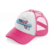 massachusetts flag-neon-pink-trucker-hat
