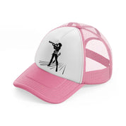 pirate lady spyglass pink and white trucker hat