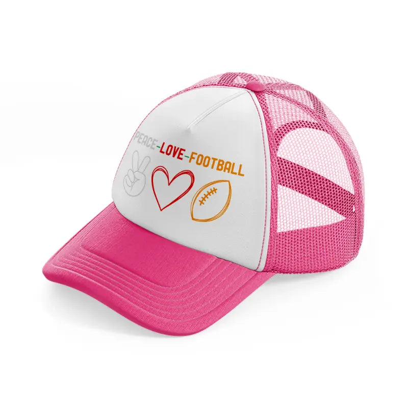 peace-love-football-neon-pink-trucker-hat