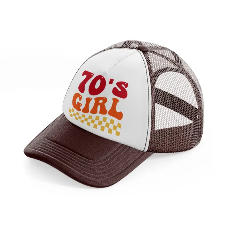 70's girl-brown-trucker-hat