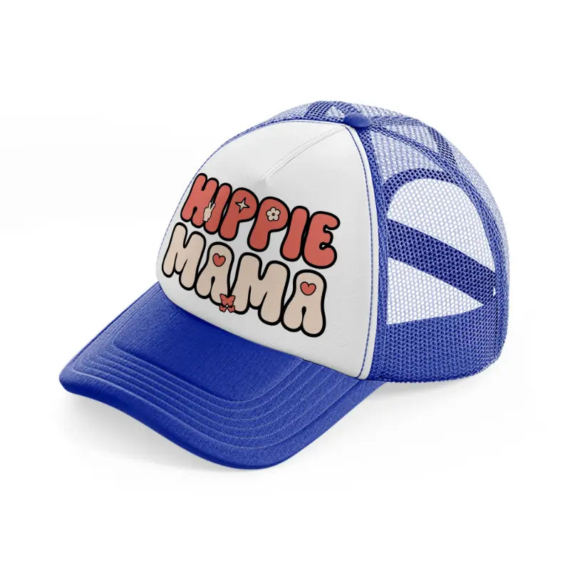 hippie mama (1) blue and white trucker hat