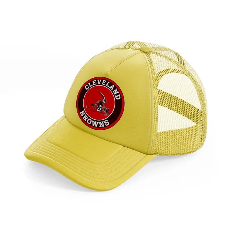 cleveland browns red and brown-gold-trucker-hat
