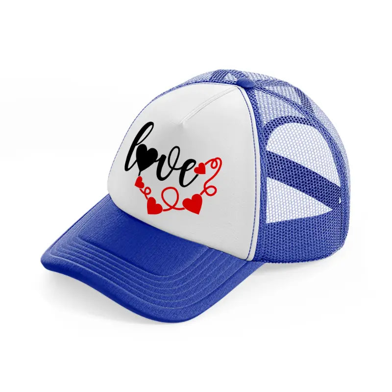 love b&r blue and white trucker hat