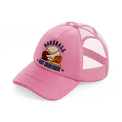 baseball hit and run-pink-trucker-hat