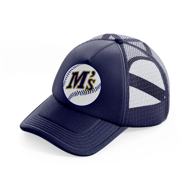 seattle mariners ball-navy-blue-trucker-hat
