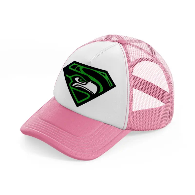 seattle seahawks super hero-pink-and-white-trucker-hat