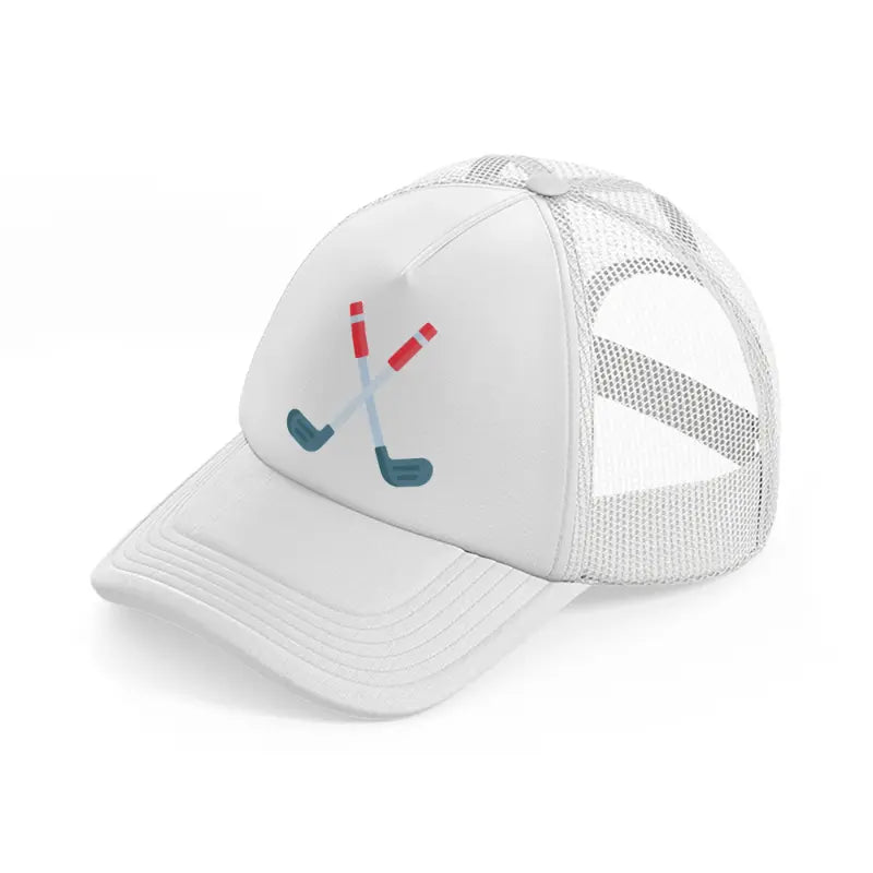 golf sticks sign-white-trucker-hat