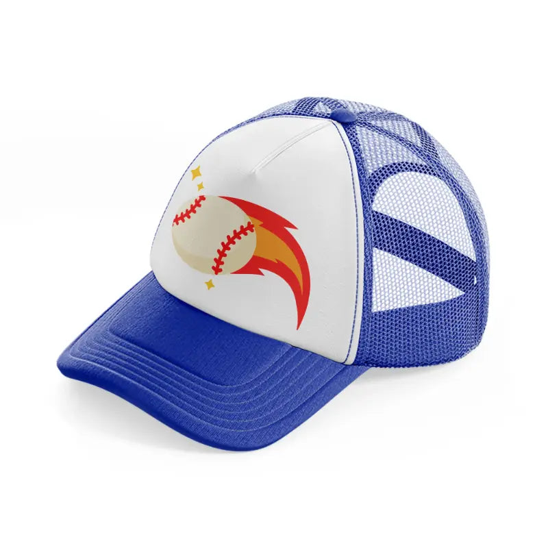 baseball fire-blue-and-white-trucker-hat