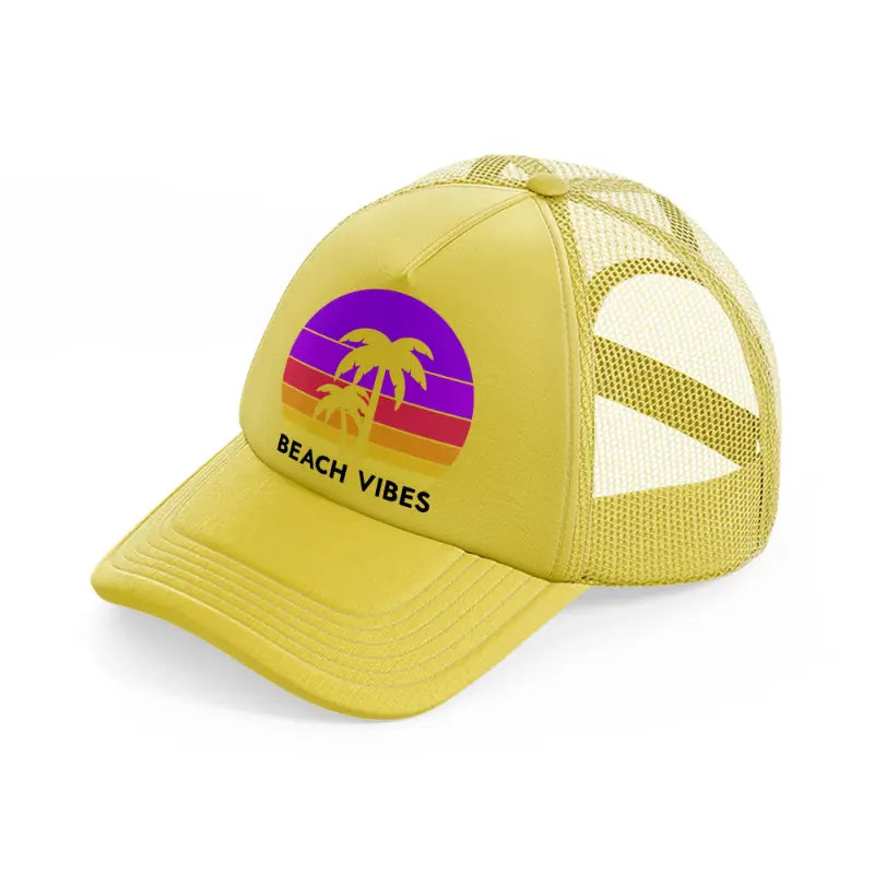 beach vibes retro sun-gold-trucker-hat