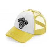 skull head mexican-yellow-trucker-hat