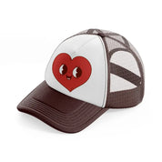 heart smiling red brown trucker hat