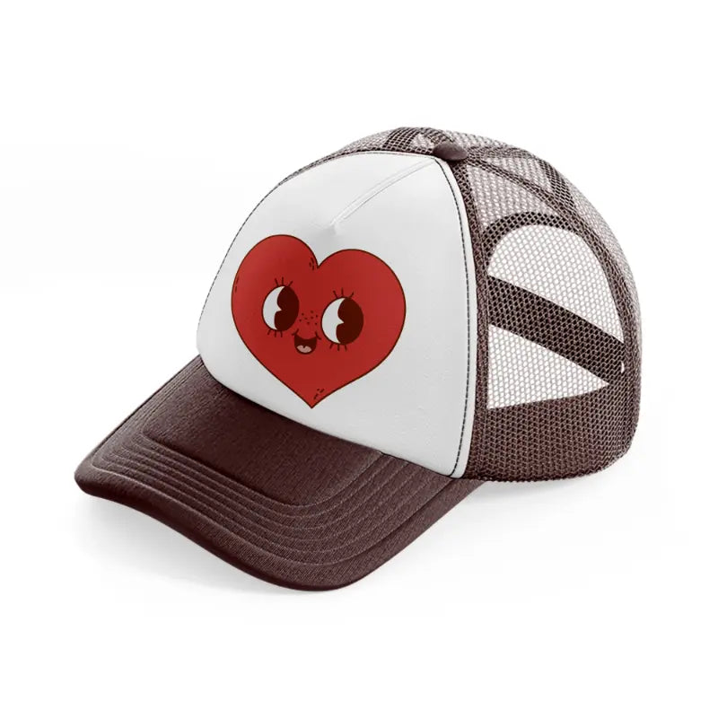 heart smiling red-brown-trucker-hat